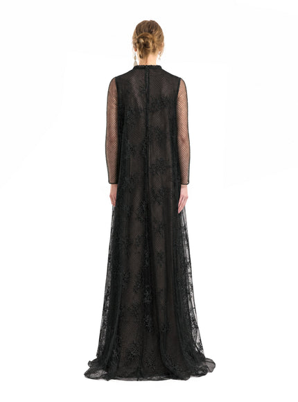 Gemy Maalouf Embroidered Net Lace Gown