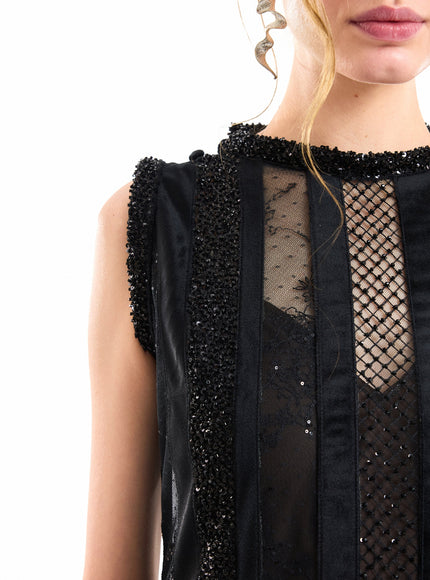 Gemy Maalouf Asymmetrical One-Sleeve Beaded Gown