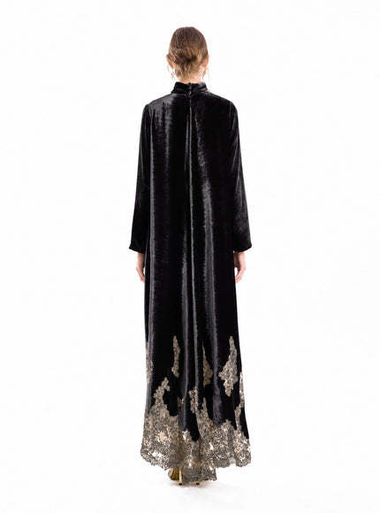 Gemy Maalouf Loose-Cut Lace-Hem Gown