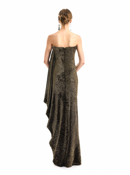 Gemy Maalouf Sequined Crystal Neckline Gown