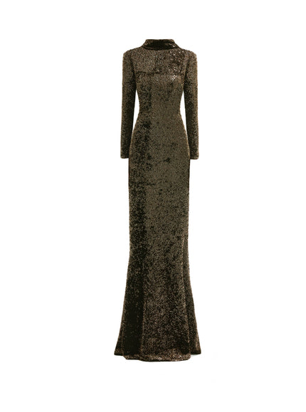 Gemy Maalouf Beaded Open-Back Slim Gown