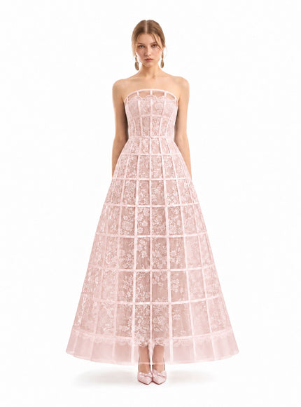Gemy Maalouf Caged Long Gown Blush