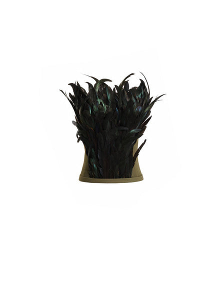 Gemy Maalouf Strapless Feathered Corset Top