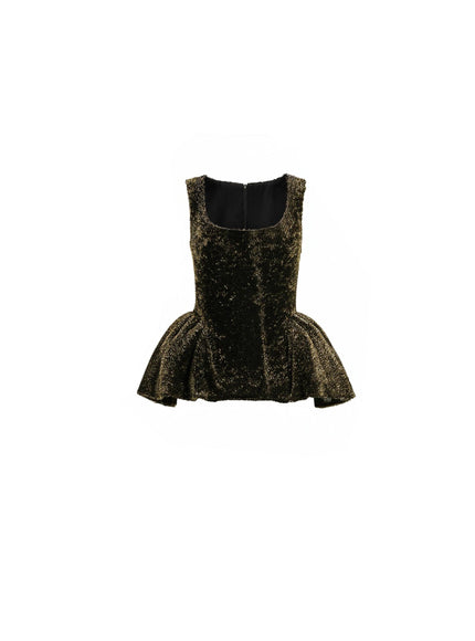 Gemy Maalouf Square-Neck Peplum Top
