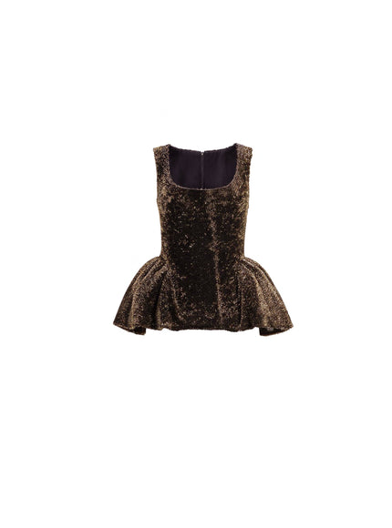 Gemy Maalouf Square-Neck Peplum Top