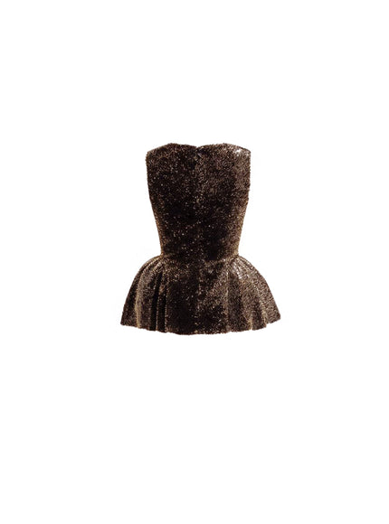Gemy Maalouf Square-Neck Peplum Top