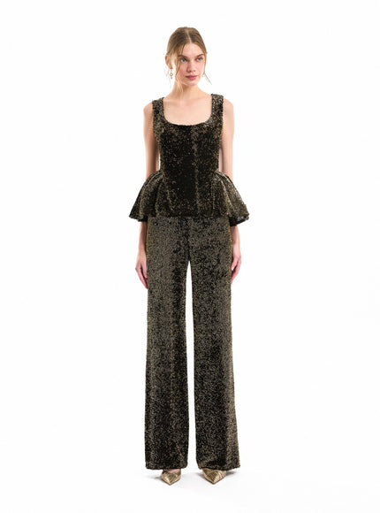 Gemy Maalouf High-Waisted Sculpted Trousers Olive