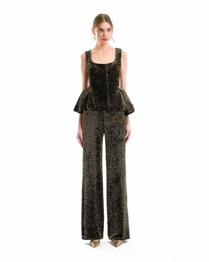 Gemy Maalouf High-Waisted Sculpted Trousers Olive