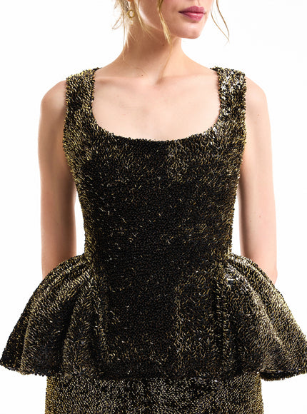 Gemy Maalouf Square-Neck Peplum Top