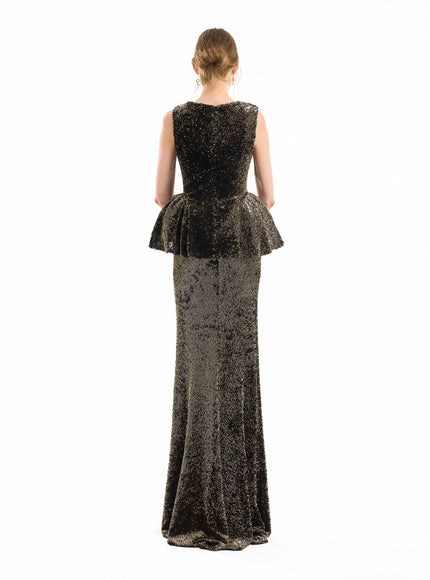 Gemy Maalouf Sequined Slim Long Skirt - Olive front alternate
