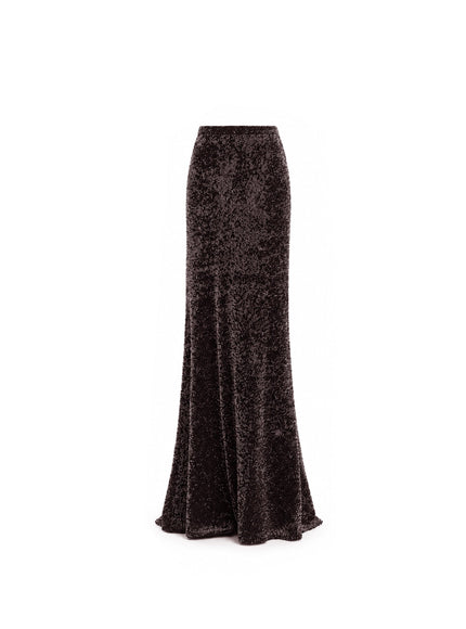 Gemy Maalouf Sequined Slim Long Skirt - front detail