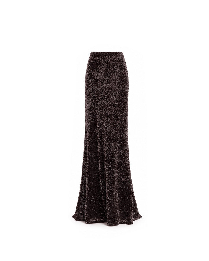 Gemy Maalouf Sequined Slim Long Skirt - front detail