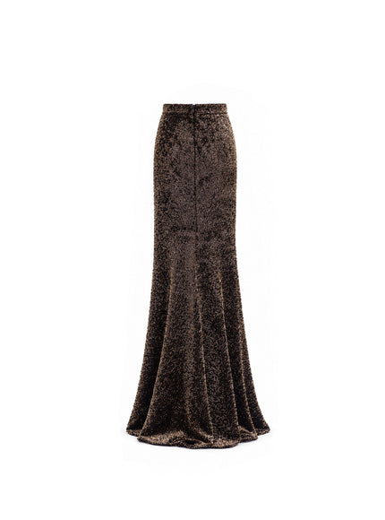 Gemy Maalouf Sequined Slim Long Skirt - back