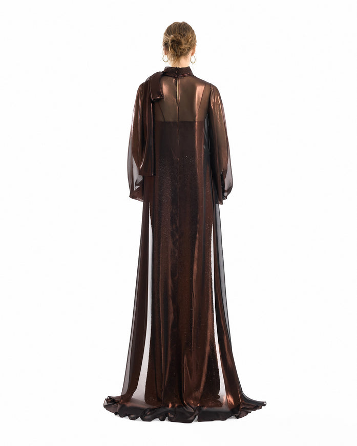 Gemy Maalouf Bishop Sleeve Bow Scarf Blouse