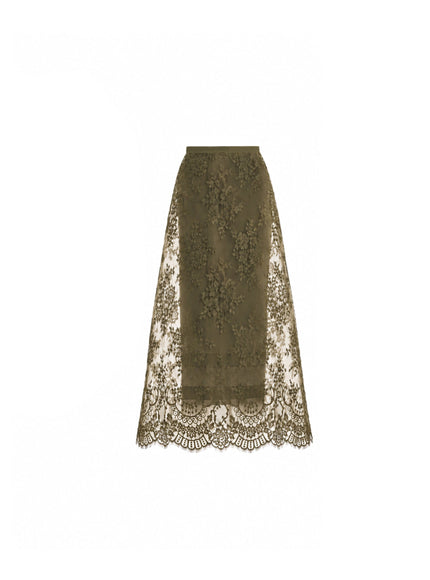 Gemy Maalouf Lace Cage Midi Skirt