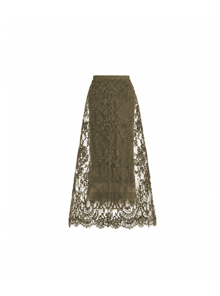 Gemy Maalouf Lace Cage Midi Skirt