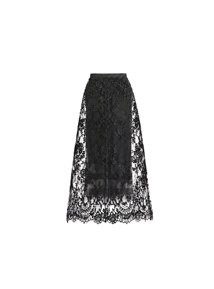 Gemy Maalouf Lace Cage Midi Skirt