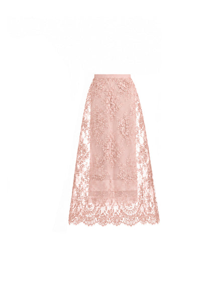 Gemy Maalouf Lace Cage Midi Skirt