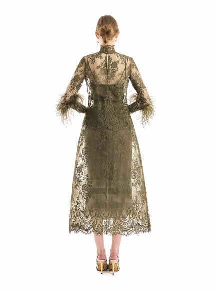 Gemy Maalouf Lace Cage Midi Skirt
