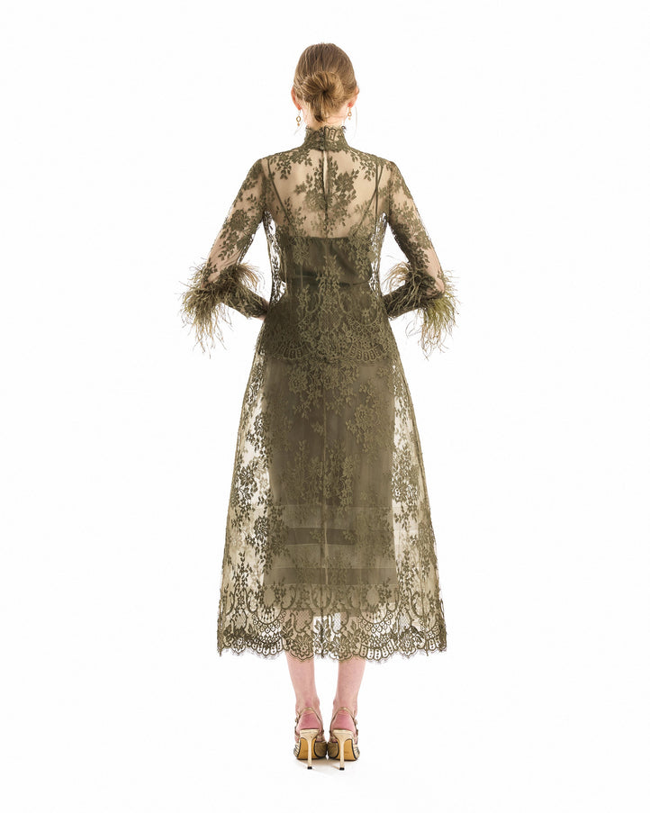 Gemy Maalouf Lace Cage Midi Skirt