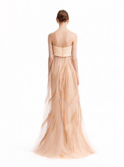 Gemy Maalouf Feather-Embroidered Gown