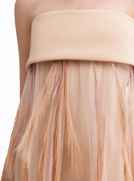 Gemy Maalouf Feather-Embroidered Gown