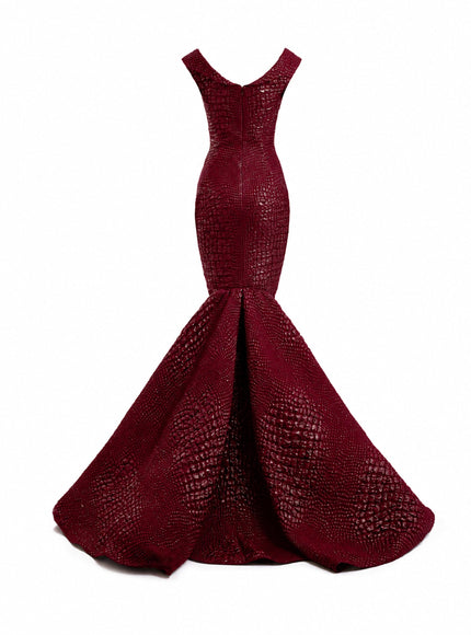 Gemy Maalouf Mermaid Textured Embellished Gown
