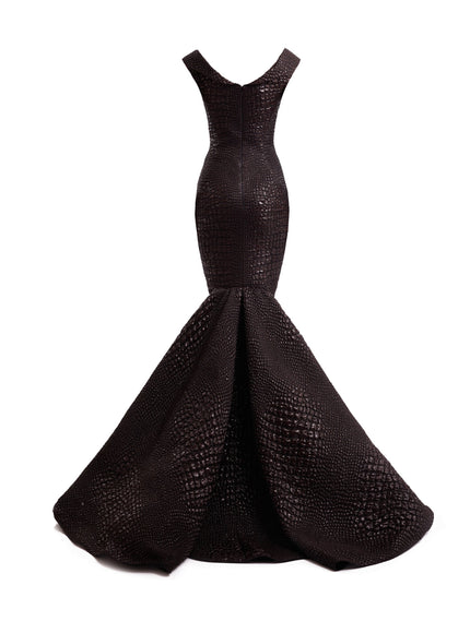 Gemy Maalouf Mermaid Textured Embellished Gown