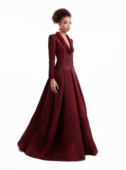 Gemy Maalouf Textured V-Neck Gown