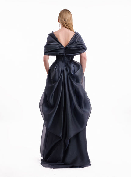 Gemy Maalouf Draped V-Neck Corset Gown
