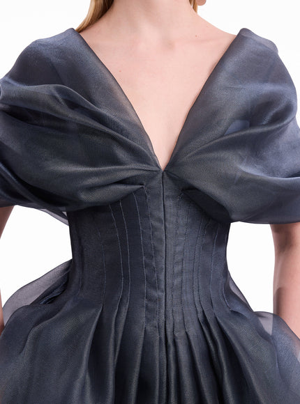 Gemy Maalouf Draped V-Neck Corset Gown