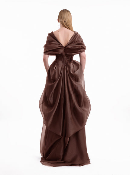 Gemy Maalouf Draped V-Neck Corset Gown