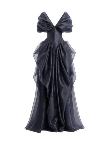 Gemy Maalouf Draped V-Neck Corset Gown