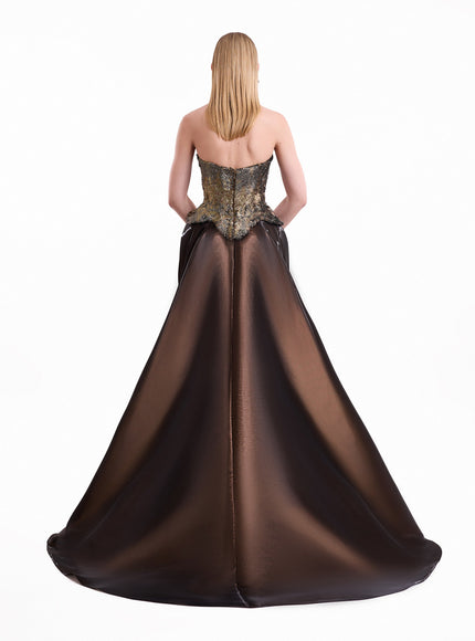 Gemy Maalouf Strapless Corset Satin Gown