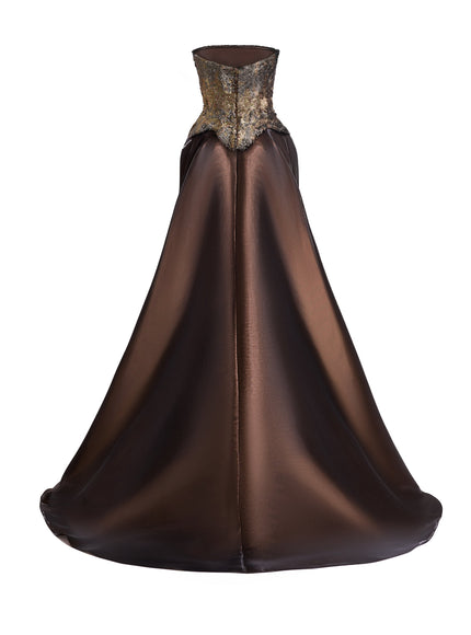 Gemy Maalouf Strapless Corset Satin Gown