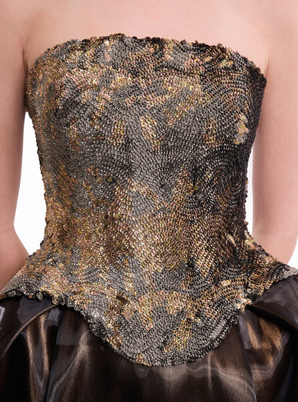 Gemy Maalouf Strapless Corset Satin Gown