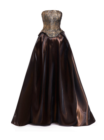 Gemy Maalouf Strapless Corset Satin Gown