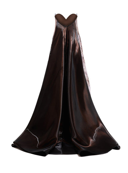 Gemy Maalouf Strapless Sculpted Neck Printed Gown