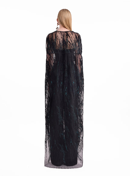 Gemy Maalouf Sheer Tulle Cape Set