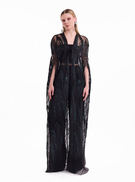 Gemy Maalouf Sheer Tulle Cape Set
