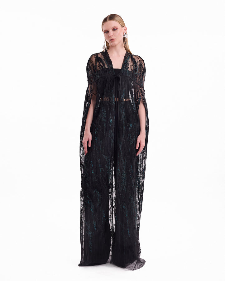 Gemy Maalouf Sheer Tulle Cape Set