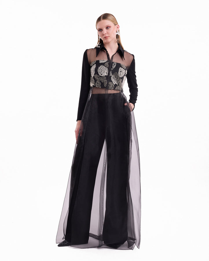 Gemy Maalouf Beaded Shirt Trouser Set