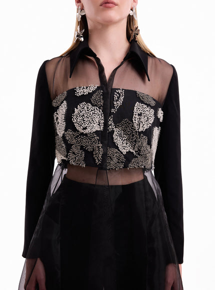 Gemy Maalouf Beaded Shirt Trouser Set