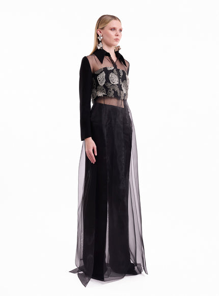 Gemy Maalouf Beaded Shirt Trouser Set