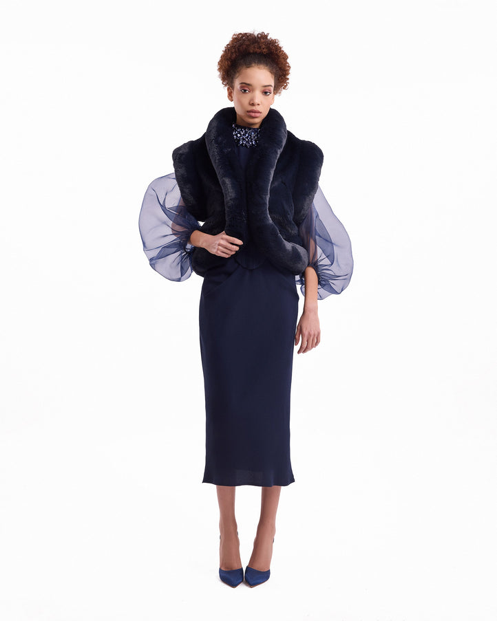 Gemy Maalouf Embellished High-Neck Set No. 7919TP7917MS7910BL