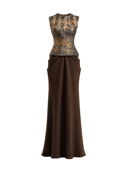 Gemy Maalouf Textured Bodice Draped Gown