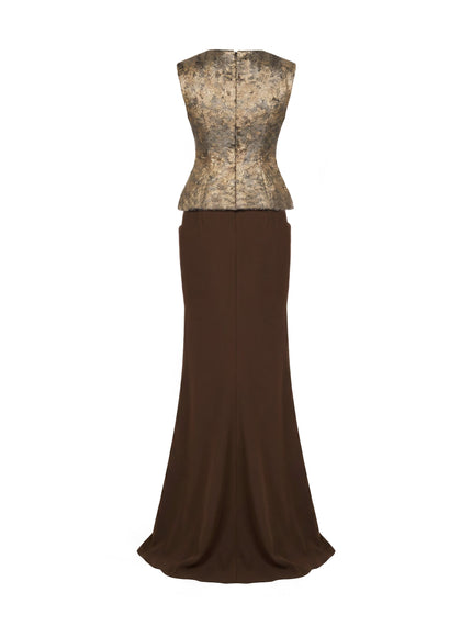 Gemy Maalouf Textured Bodice Draped Gown