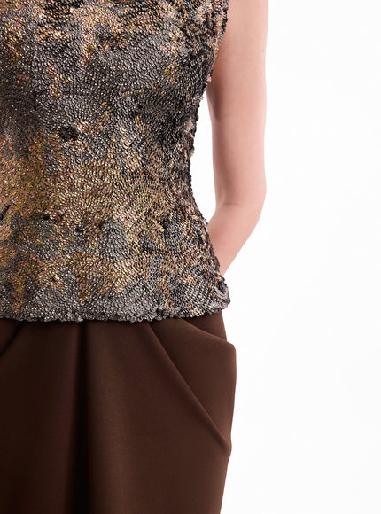 Gemy Maalouf Textured Bodice Draped Gown