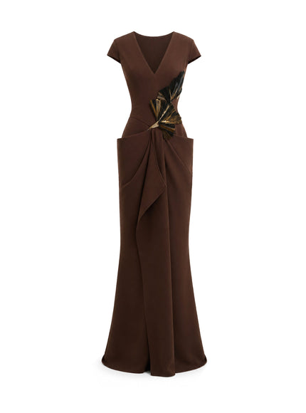 Gemy Maalouf V-Neck Embellished Gown