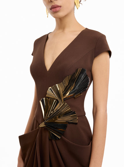 Gemy Maalouf V-Neck Embellished Gown
